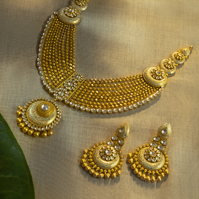 Antique layered necklace with Kundan stones